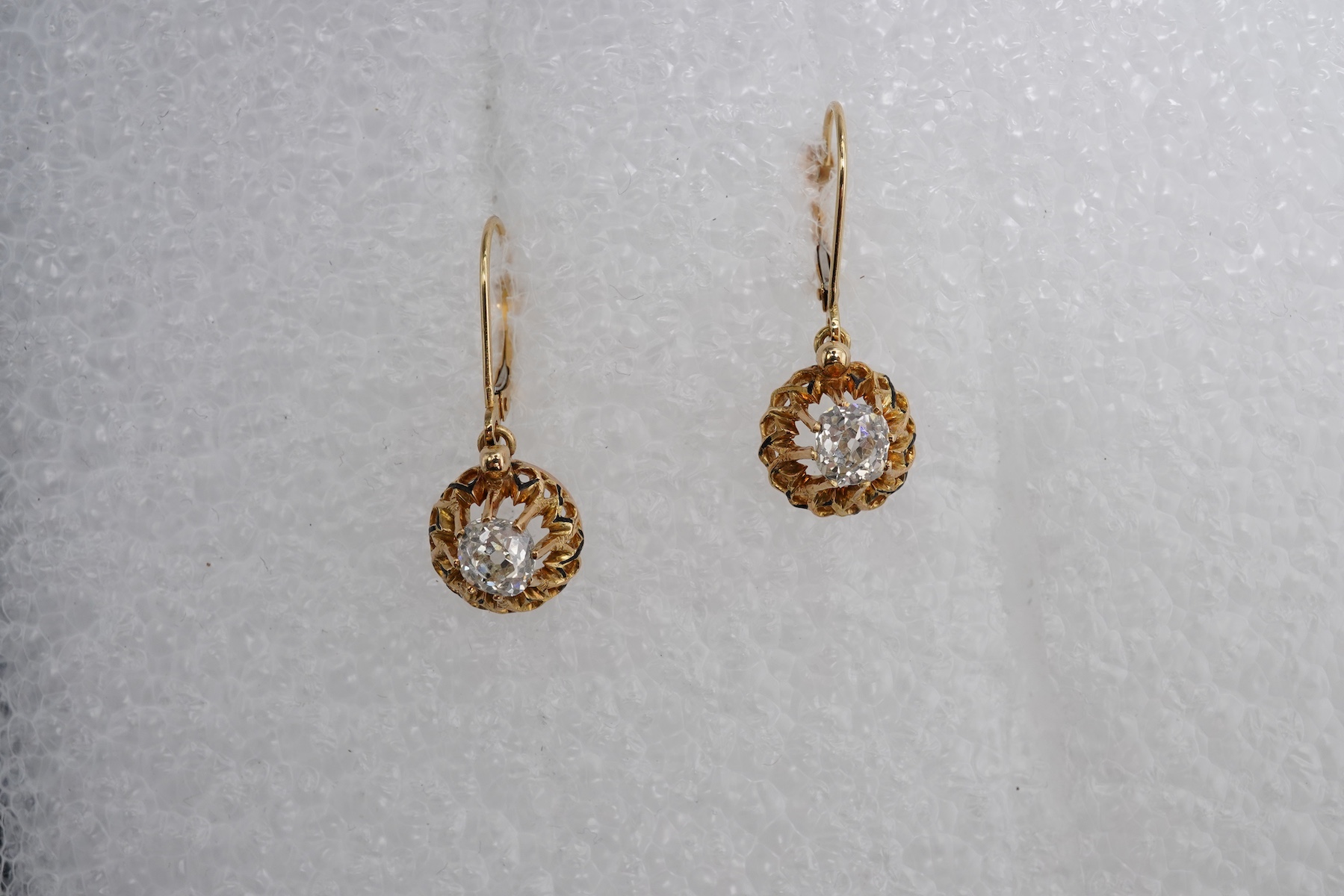 A pair of diamond earrings, late 19th century
